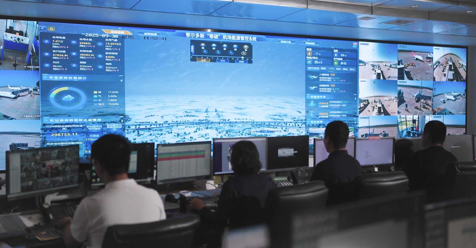 图为鄂尔多斯“零碳”机场能源管控系统工作室。 资料图片